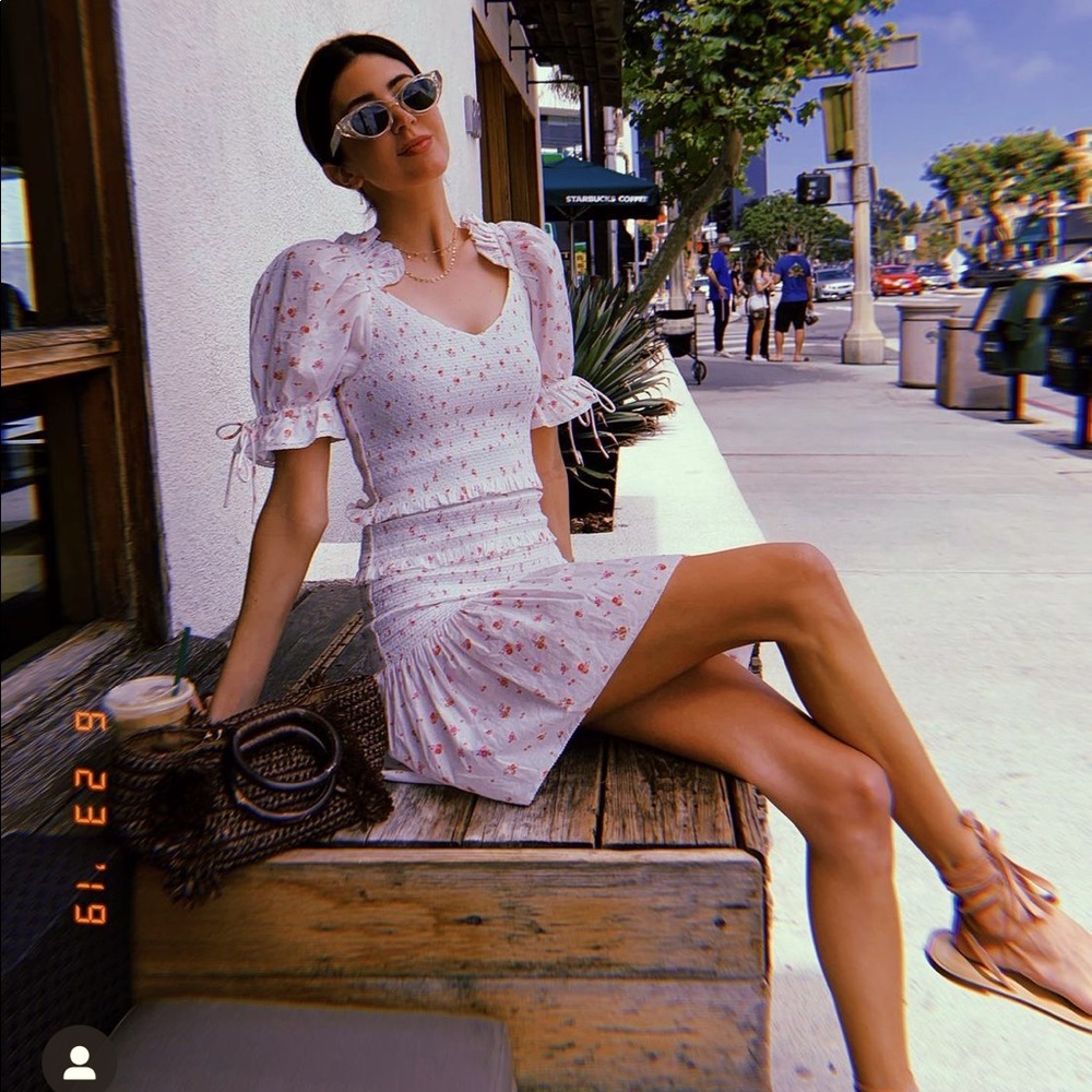 LoveShackFancy White Tina Ruffle Mini Dress